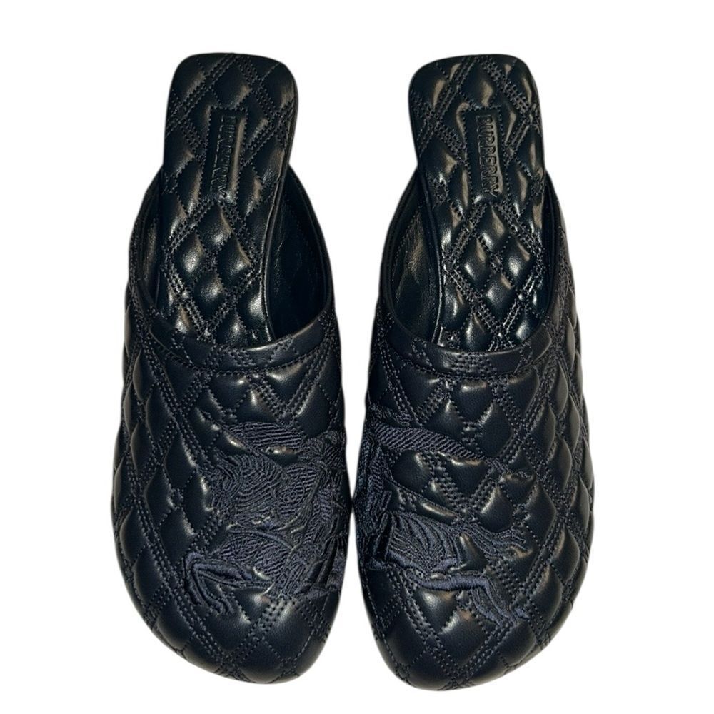 Authentic Burberry Blue Quilted Embroidered Sip on Blue Mule Shoes(Size 37) - Picture 2 of 14